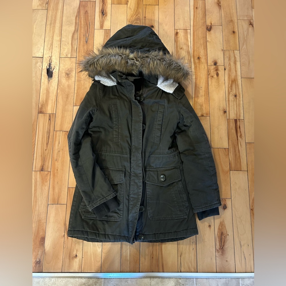 Bluenotes Olive Utility Jacket with Faux Fur Trim